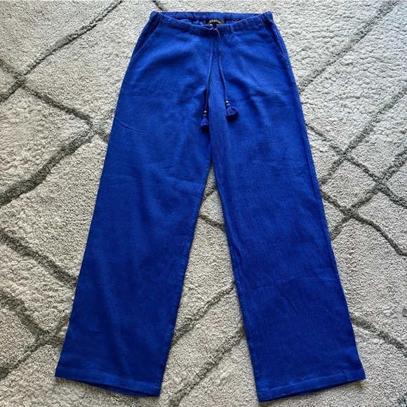 Talbots blue pull on casual beach pants cotton high rise wide leg XS - Picture 1 of 7